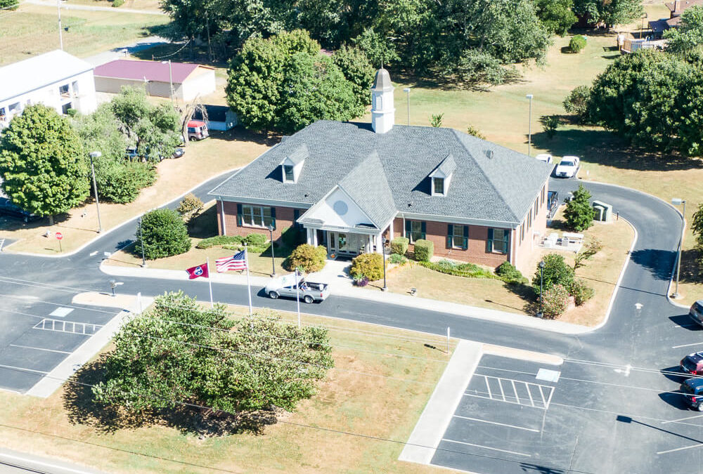 Town Hall of White Pine, Tennessee aerial view