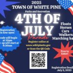 informational graphic for white pine's fourth of july parade