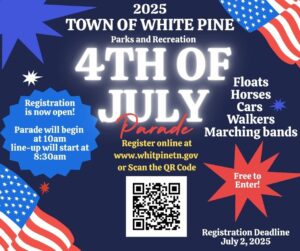 informational graphic for white pine's fourth of july parade