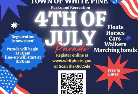 informational graphic for white pine's fourth of july parade