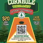 Infographic for Pine Fest 2025 Cornhole Tournament