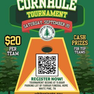 Infographic for Pine Fest 2025 Cornhole Tournament
