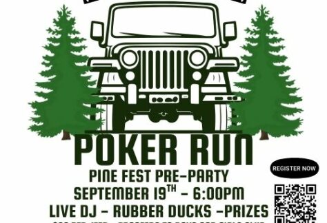 informational graphic for Poker Run the night before Pine Fest 2025 in White Pine TN
