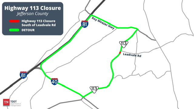 Upcoming SR113 Closure in Jefferson County